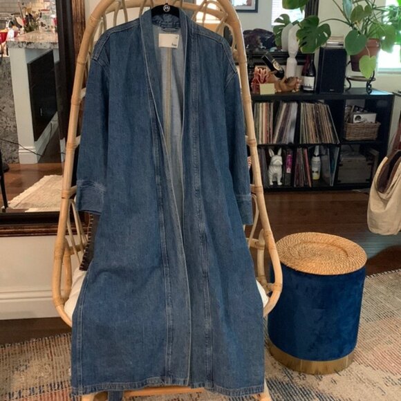 Aritzia Wilfred Free Colpa Belted Longline Denim Jean Trench Jacket - Medium - Picture 8 of 11